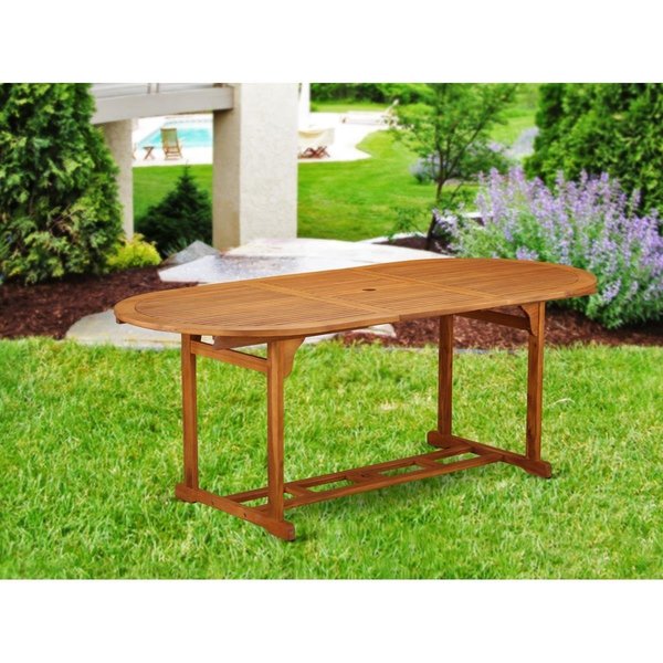 Invernadero Beasley Oval Terrace Acacia Solid Wood Dining Table with Extension Butterfly Leaf IN2246051